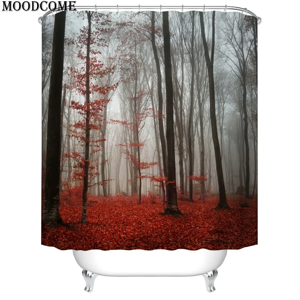 

bathroom shower curtain waterproof big size douchegordijn 3d green plant tree curtains for bathroom shower