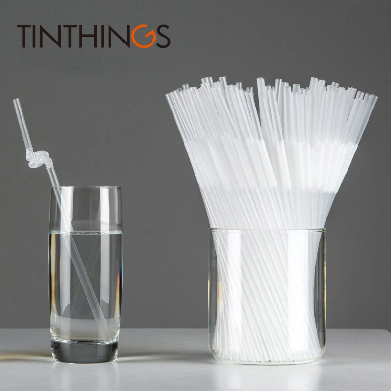 

100 pcs Transparent Disposable Plastic Drinking Straws Party for Wine juice Valentine'S Day Birthday Bar Party Decor