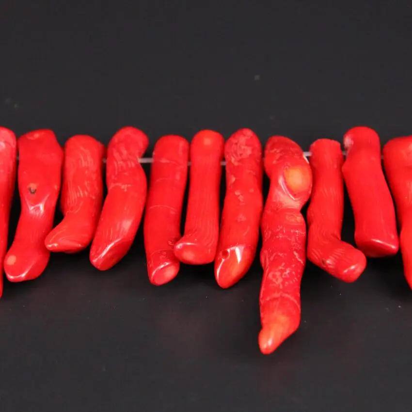 Натуральный Красный бамбуковый Коралл сверху просверленные бусины Чили Длинные
