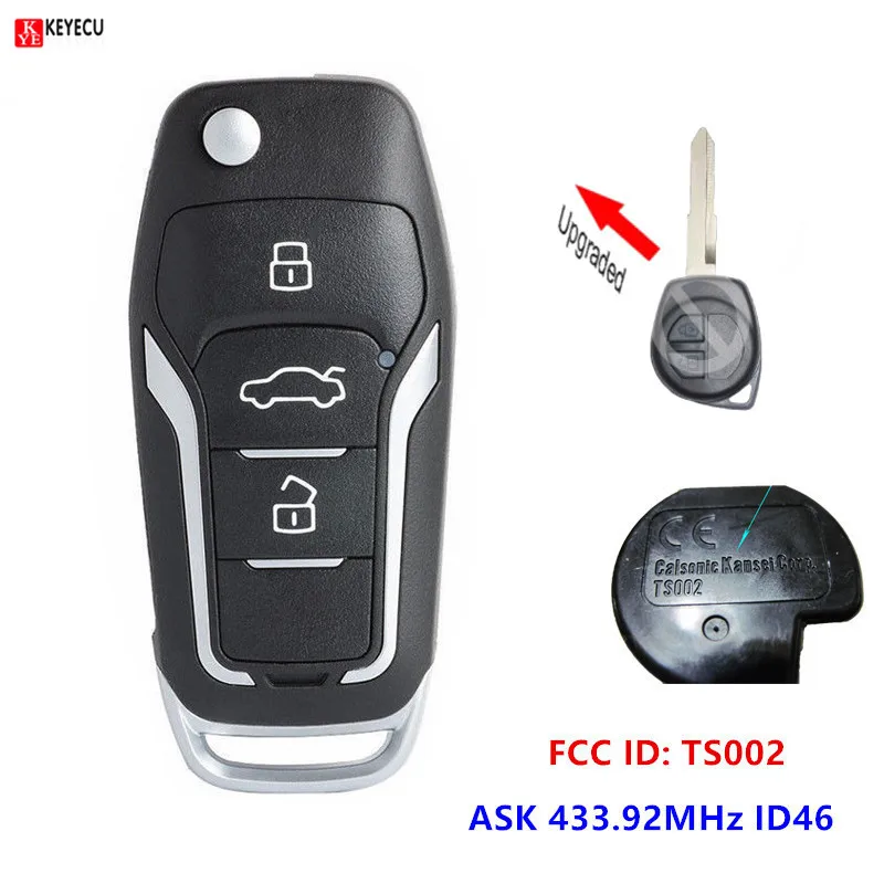 Запасной обновленный дистанционный ключ брелок KEYECU ASK 433 92 МГц ID46 для Suzuki Swift SX4 с