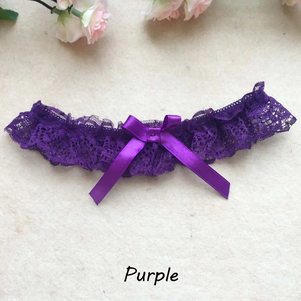 purple Сексуальные женские кружевные подвязки для девочек с цветочным бантом, пояс для ног, свадебное белье для вечеринки, популярные аксессуары для костюмированной вечеринки - Цвет: purple
