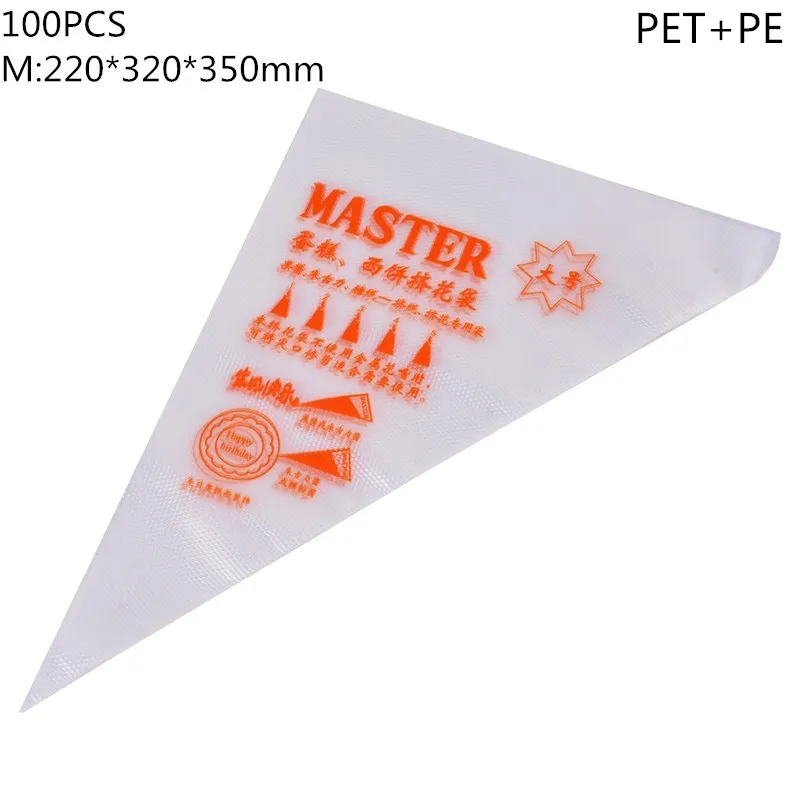 M 100pcs 100/200/300 шт DIY Пластик одноразовые Кондитерские мешки инструменты для украшения торта глазировки Торт кондитерский мешок Кухня крем Торт Кондитерские наконечники - Цвет: M 100pcs
