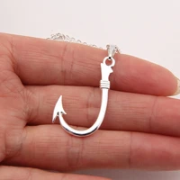 fish hook pendant necklace barbed fishing silver fish hook jewelry cute dainty women necklaces pendants christmas gift