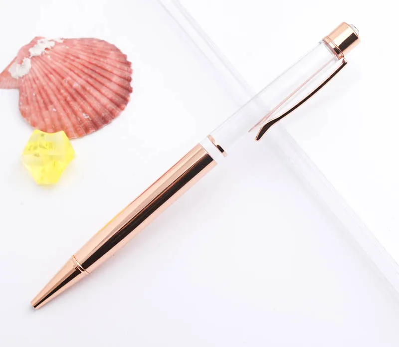 4 Rosegold Алмазная на верхней шариковой ручке без масла без золотой фольги Наполняйте себя кристаллической металлической медной подарочной ручкой школьные товары - Цвет: 4 Rosegold