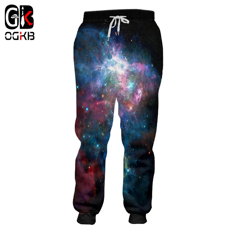 OGKB унисекс длинные штаны с крутым принтом Galaxy Space 3d спортивные для женщин/мужчин