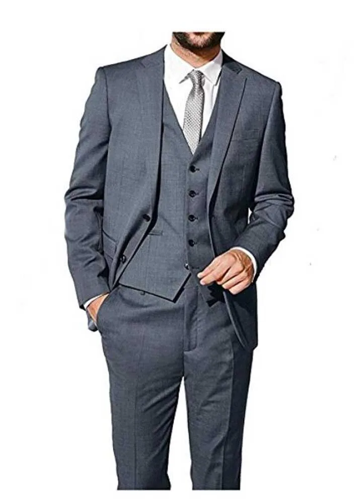 

Charcoal Grey Men's Suit Peaked Lapel 3 Pieces 1 Button Groom Tuxedos Wedding Suit for Men Set Custom Made(Jacket+Pants+Vest)