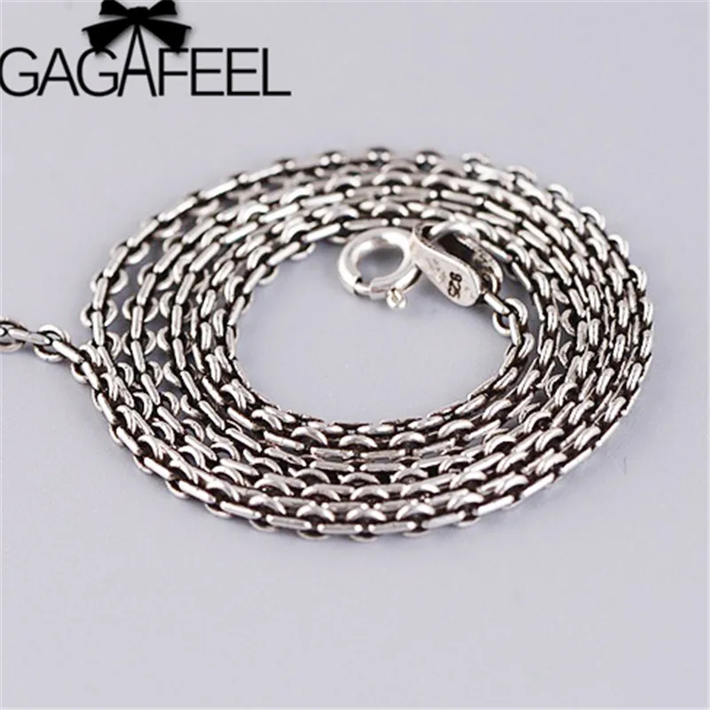 GAGAFEEL 2 мм 925 пробы серебро длинные цепочки ожерелья для мужчин и женщин тонкая