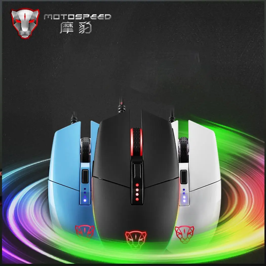 MOTOSPEED V50 Киберспорт игровая проводная мышь 4-х скоростной Точек на дюйм 1x переключения RGB мыши с подсветкой 60IPS 20g для настольного компьютера 6400 кадров/сек
