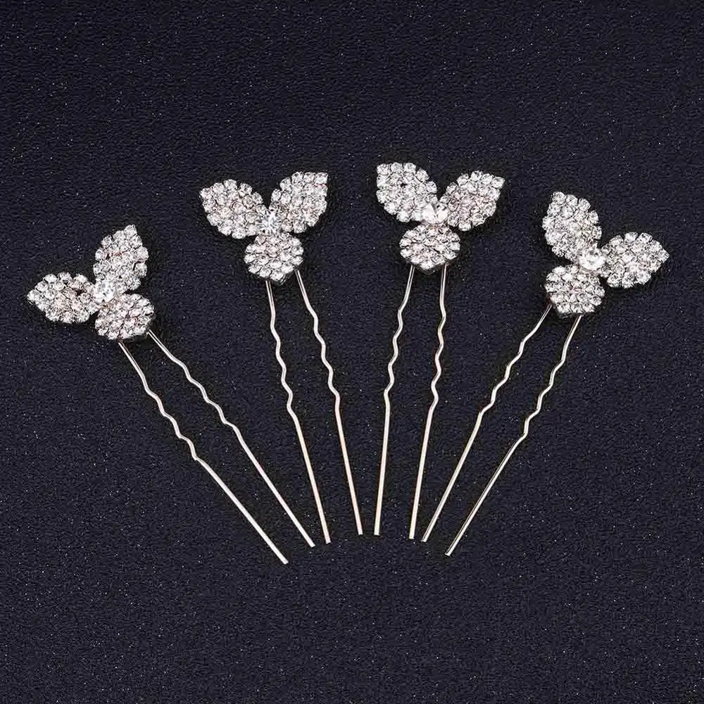 4Pcs HS-J4243-RG QYY модный хрустальный головной убор Свадебные аксессуары для волос заколка для волос ювелирные изделия Стразы заколки для волос для женщин - Окраска металла: 4Pcs HS-J4243-RG