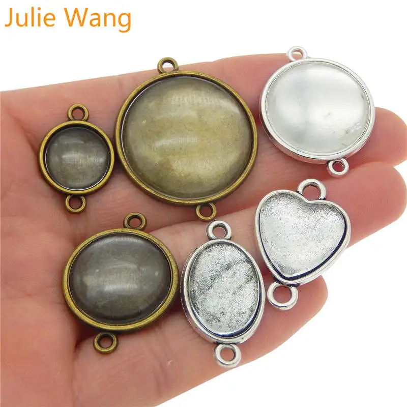 Julie Wang 6 шт. смешанный сплав пустая оправа коннектор кабошон со стеклом ювелирные