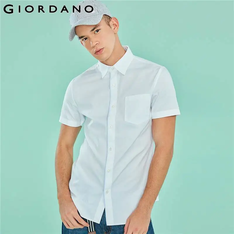 Giordano мужская повседневная рубашка с короткими рукавами из натурального хлопка