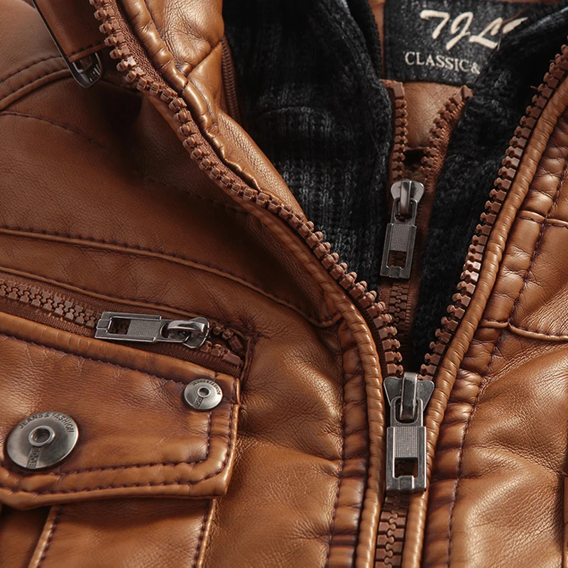 2017 Men's Faux Leather Jackets European Appear Brand Hooded Mens Suede 3XL Winter Warm Men Michael Jackson S239 | Мужская одежда