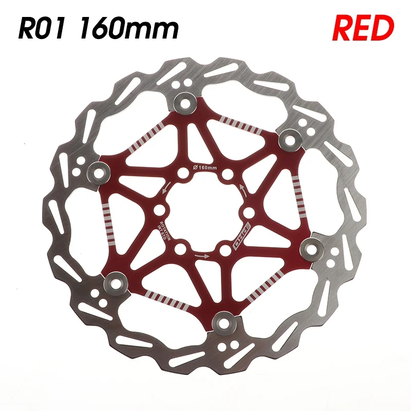 160mm Red Велосипедный Дисковый Тормоз MTB тормозной поплавок вращающийся диск роторы 160 мм 180 мм Дорожный велосипед гидравлические тормозные колодки поплавок роторы части велосипеда - Цвет: 160mm Red