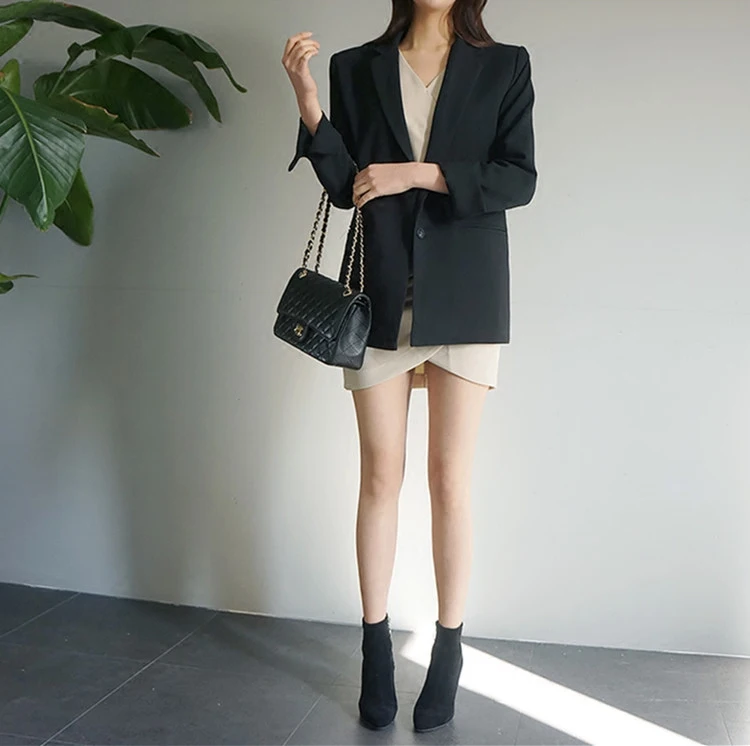 Blazers Women Notched Collar Single Button Full Sleeves Solid Office Lady 2018 New Fashion | Женская одежда