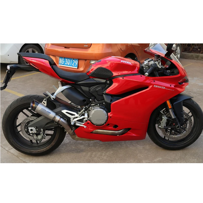 Для Ducati 959 Panigale мотоциклетная выхлопная труба из титанового сплава средней трубы без застежки 61 мм из углеродного волокна без дБ Killer 310 мм