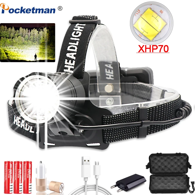 Светодиодный налобный фонарь XHP70.2 с аккумулятором 18650 | Лампы и освещение