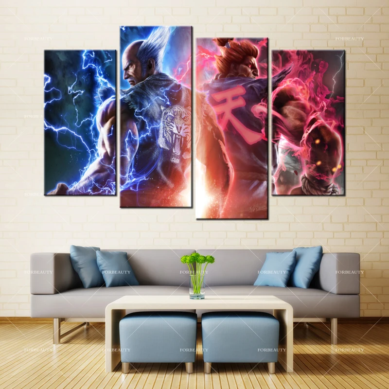 Forbeauty Canvas Painting Wall Art tekken_7_fated_retribution_heihachi_akuma Spray Printing Waterproof Ink Home Decor | Дом и сад