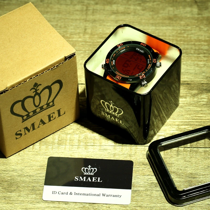 Модные Повседневные спортивные мужские часы SMAEL фирменные цифровые с дисплеем 1145
