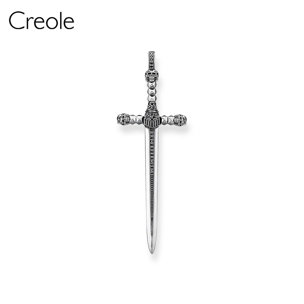 Sword Крест крючок маори зуб тигра зажим в виде пера, меча рога дракона Цепочки и ожерелья с подвесками, Модные украшения 925 пробы серебряный модный подарок - Окраска металла: Sword