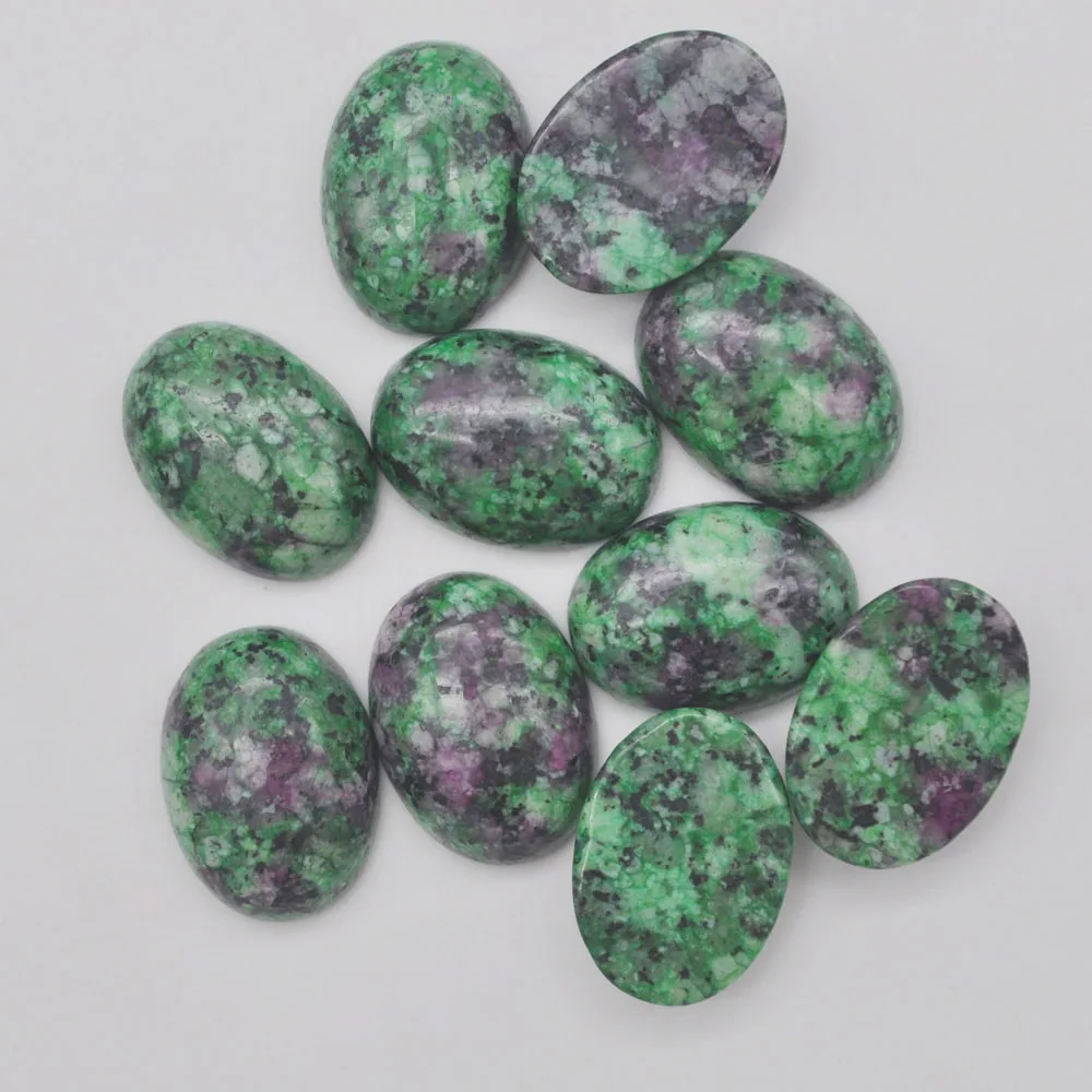 Red Green Zoisite St Камень кварц/Фиолетовый Кристалл/опал/Лапис/тигровый глаз/Песчаник/ховлит/Сердолик/красный камень шарик Овальный кабина драгоценный камень Кабошон ювелирные изделия из бисера - Цвет: Red Green Zoisite St