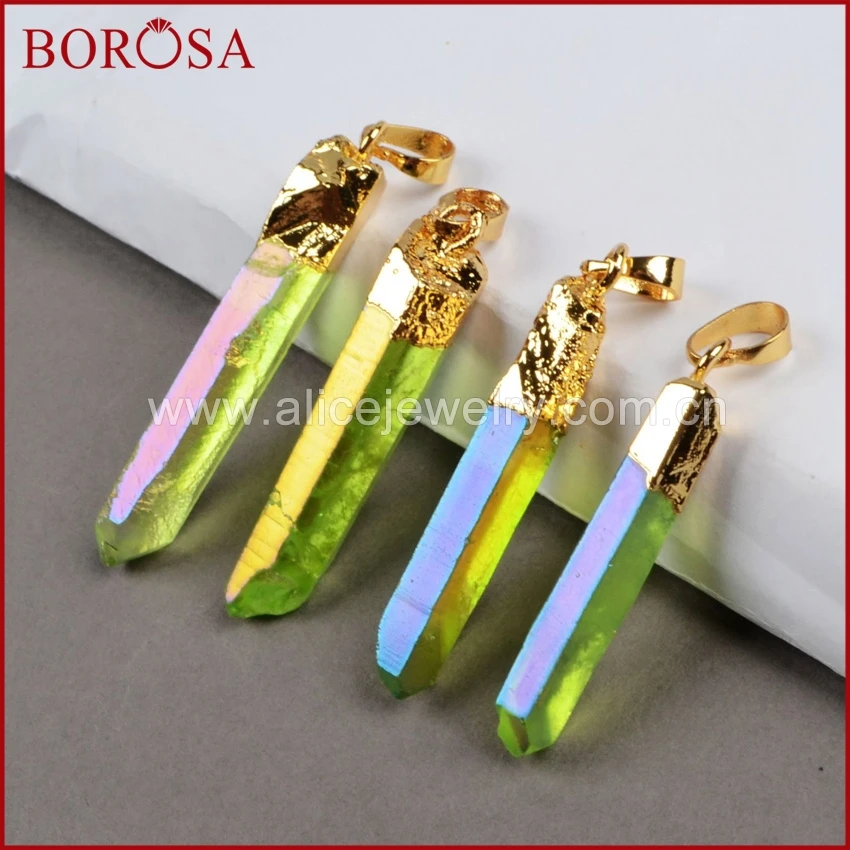 BOROSA Новые Подвески с кристаллами Aura золотистые подвески друзой зеленый Титан AB