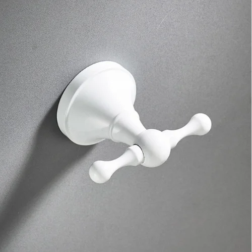 Robe Hook Белые аксессуары для ванной комнаты, латунный набор, держатель для туалетной щетки, двойной держатель для полотенец, держатель для полотенец, двойной держатель для стаканов, держатель для сухих волос - Цвет: Robe Hook