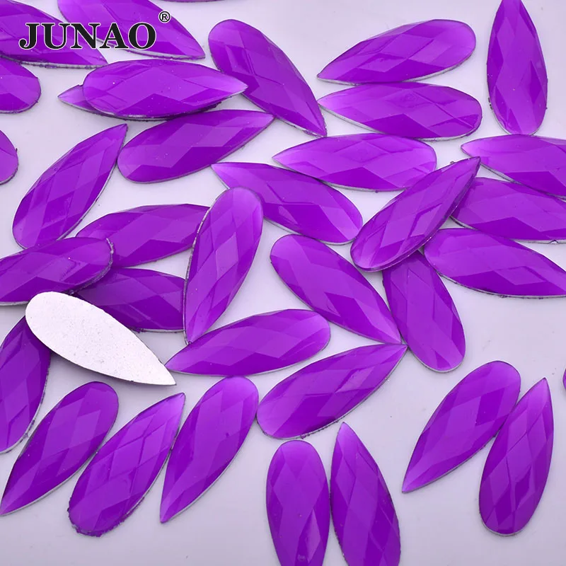 

JUNAO 8*22mm Purple Self Adhesive Rhinestones Gems Flatback Teardrop Crystal Stones Resin Strass Applique For DIY Clothes Crafts