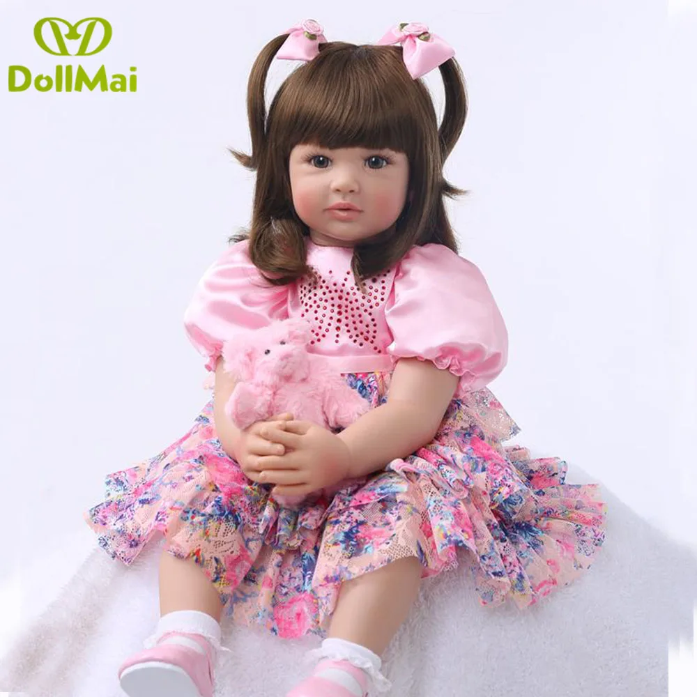 

60cm Silicone Reborn Baby Doll 24inch vinyl princess reborn toddler girl adoras doll for children bebe gift reborn