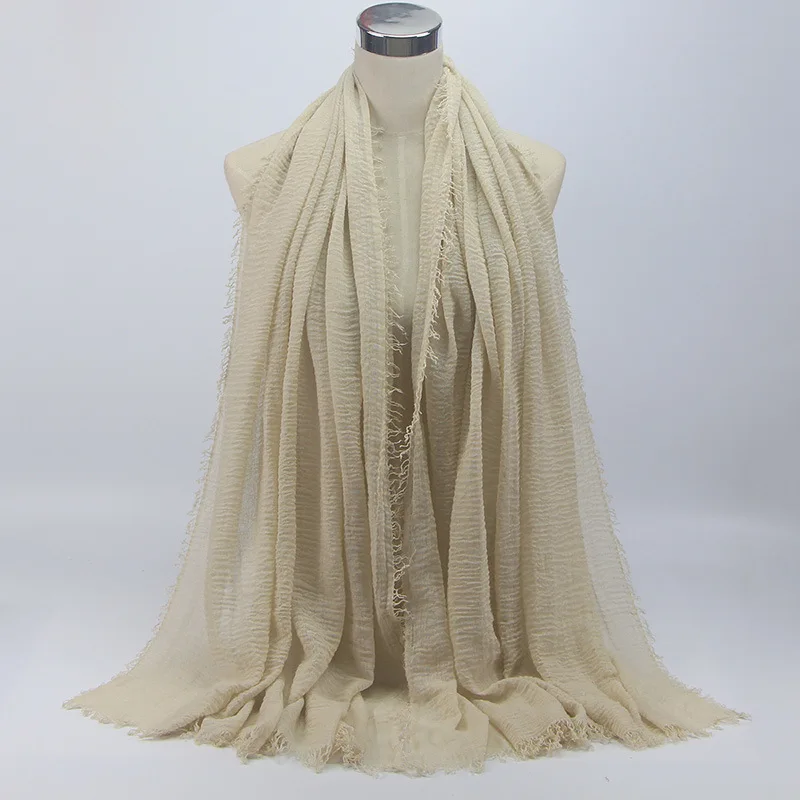 Miya Mona Oversize Muslim Crinkle Hijab Hair Scarf Women Solid Bubble Soft Cotton Shawls And Wraps Foulard Femme Abrigo Mujer | Аксессуары