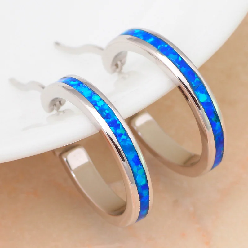 4.13 г отличный серьги для женские туфли синего цвета огненный опал Серебро