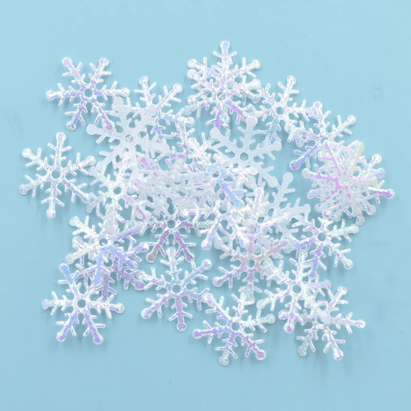 

200Pcs 20mm Iridescence Snowflake AB Cloth Appliques Wedding/Party/Christmas Decor Accessories Patches DIY Tree Ornament S87
