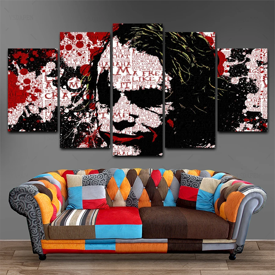 Прямая поставка HD 5 панелей искусство на холсте JK joker word Art 16 картина домашний