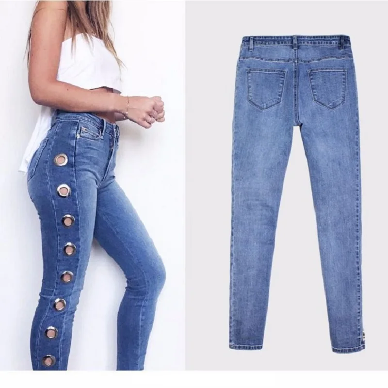 

Новые обтягивающие джинсы Для женщин 2021 джинсовые брюки с дырками рваные узкие брюки Сексуальная Клубная одежда брюки синий стрейч Рваные ...