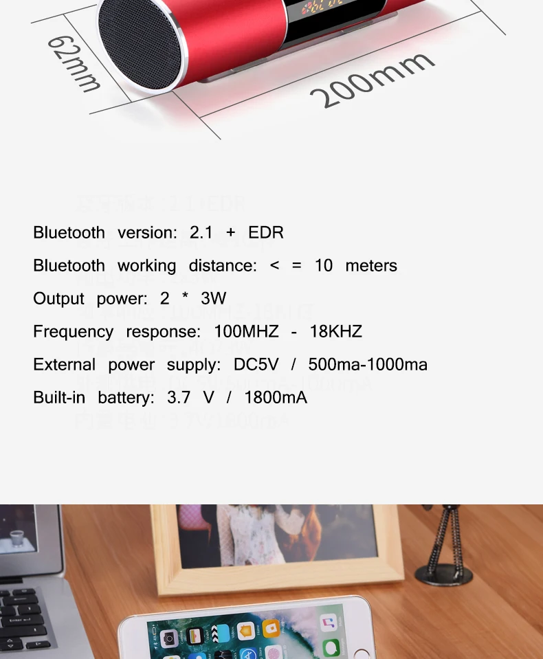Современные цифровые часы FM радио Bluetooth динамик портативные электронные часы Повтор Сна Функция будильник