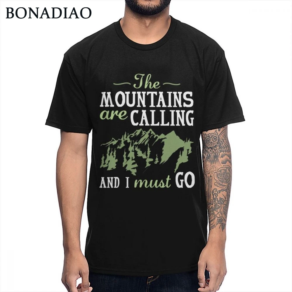 

Футболка мужская повседневная, мягкая рубашка из натурального хлопка, с круглым вырезом, с рисунком гор, для походов, на лето