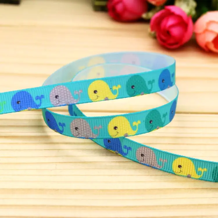 3/8inch Free Shipping Whale Printed Grosgrain Ribbon Hairbow Headwear Party Decoration Diy Wholesale OEM 9mm P5686 | Дом и сад