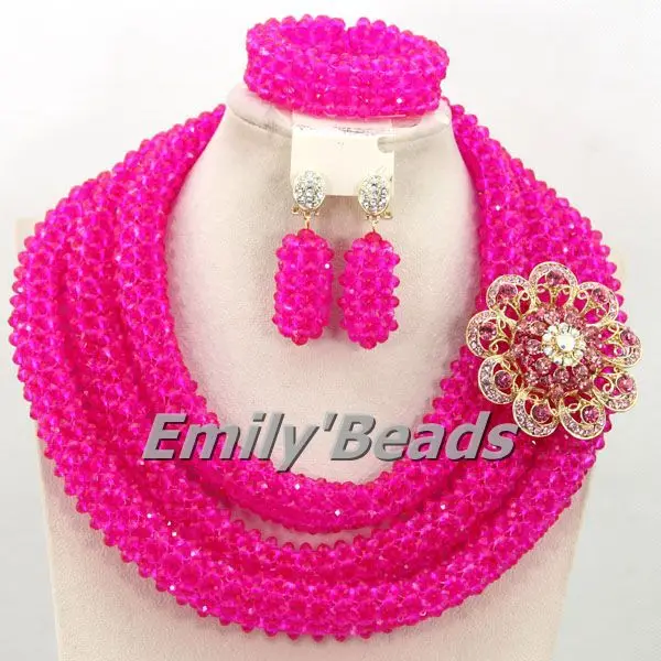 Набор ювелирных украшений с блестящими бусинами ручной работы из розового
