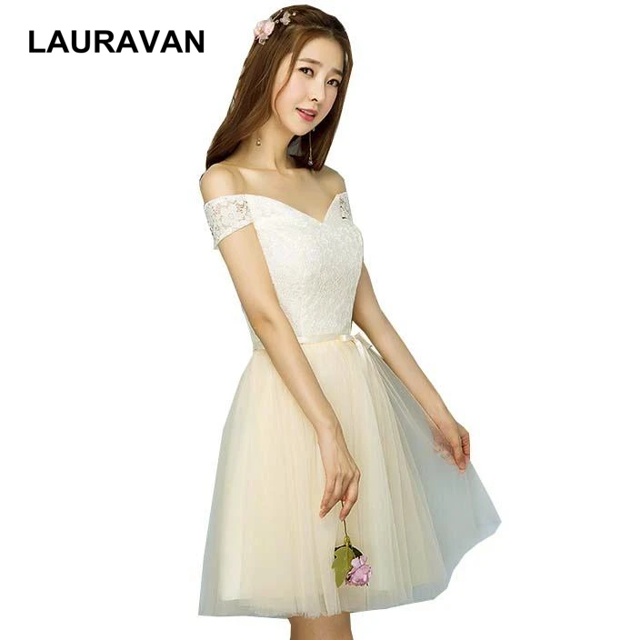 

champagne lace junior short embellished bridesmaid ladies bridal maid birthday party dresses off shoulder dress 2020 for guest