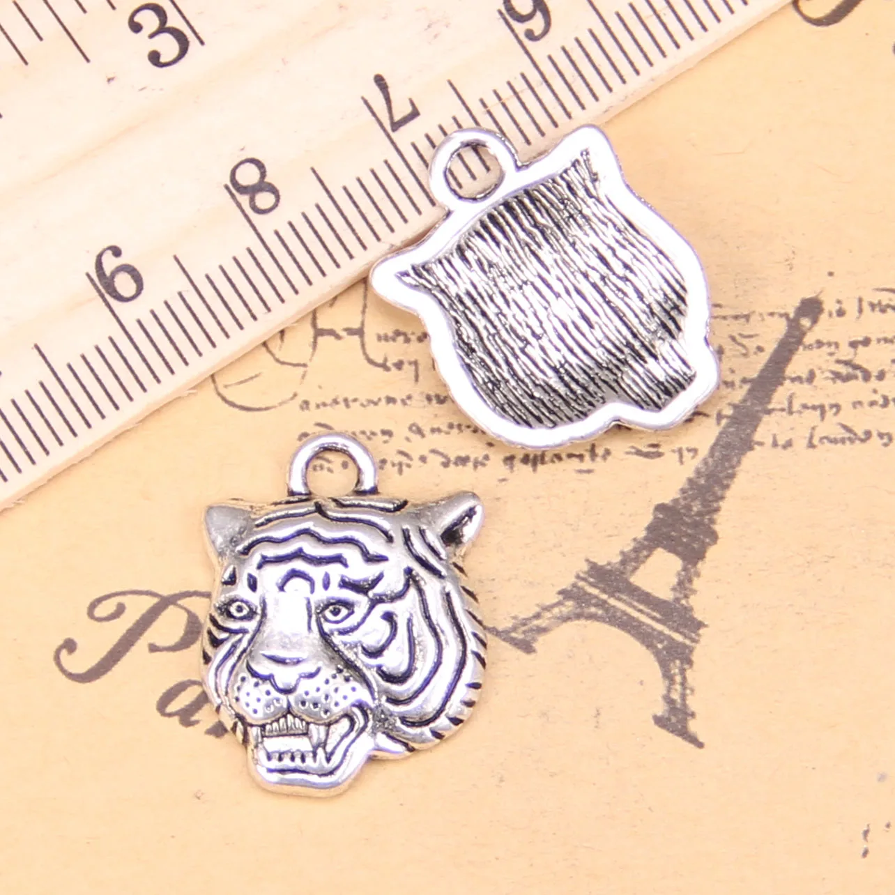 38 шт. ювелирные подвески зло в виде головы тигра, 23x17 мм Античные с серебристым покрытием Подвески Ювелирных изделий DIY тибетское серебро ручной работы ювелирные изделия