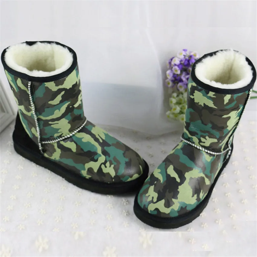 Камуфляжные зимние ботинки Женские на натуральном меху Зимняя теплая обувь