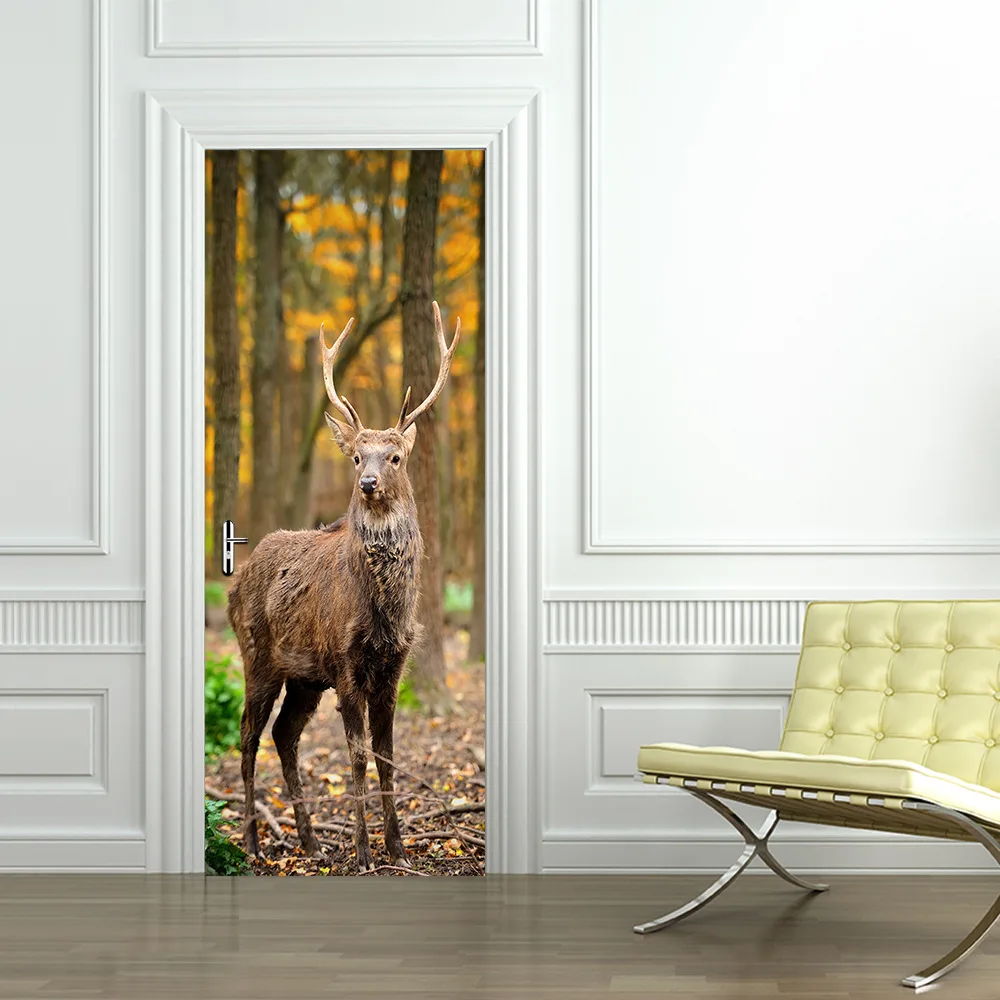

Modern 3d Simulated Stereo Wallpapers Bedroom Door Sticker Mural Wallpaper PVC Waterproof Self-adhesive Wall Decor Stickers Wall