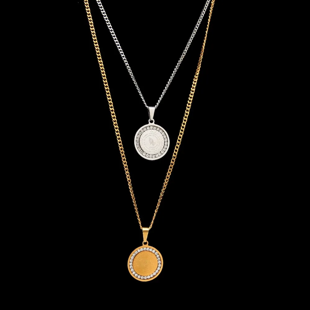 Ожерелье золотистого и серебристого цвета круглой формы рука молитвы с