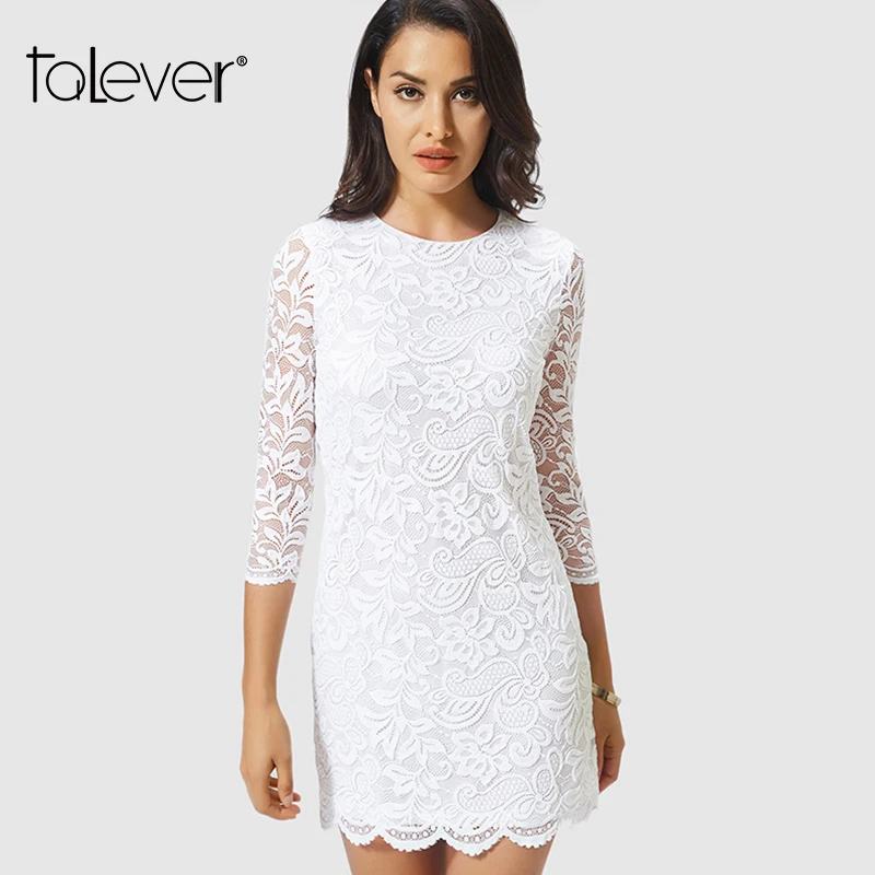 Женское сексуальное черное кружевное платье с длинным рукавом See Through Hollow Out Slim Midi