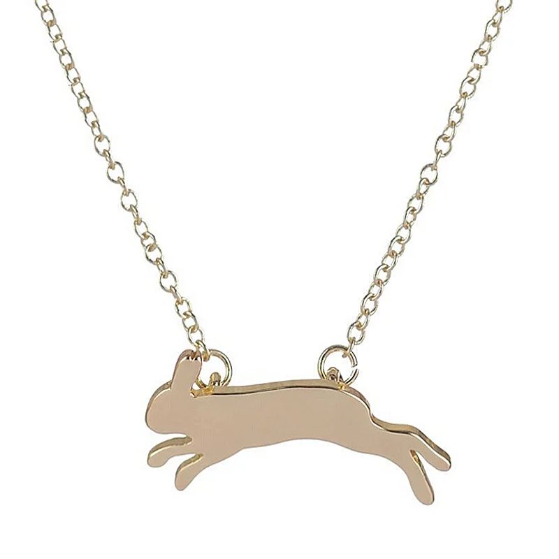 

Wholesale 10Pcs 2016 New Cute Hop Bunny Rabbit Women's Pendants Necklaces Silver Gold-color Link Chain Casual Freedom Jewelry