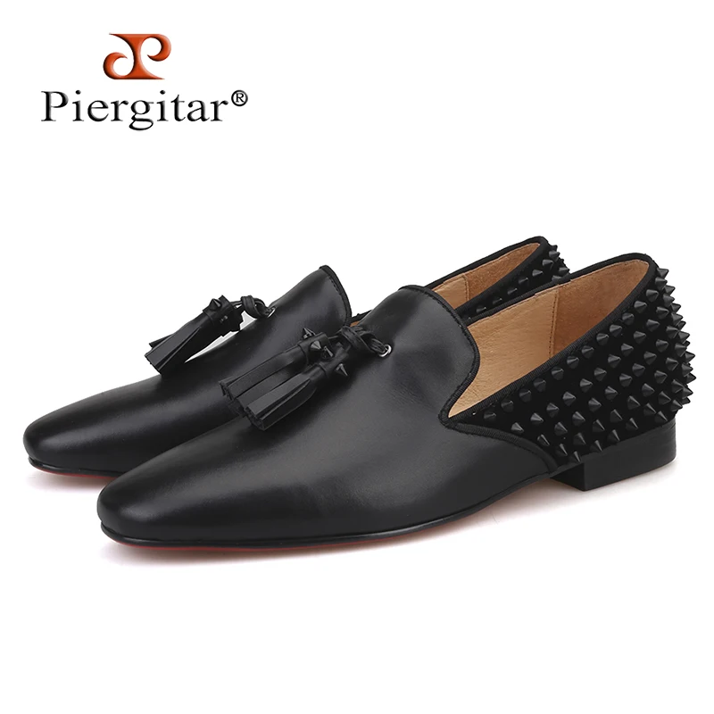 

Роскошные мужские кожаные лоферы ручной работы, с шипами, кисточками и замшевыми шипами, для вечеринок и выпускного вечера, модные мужские т...