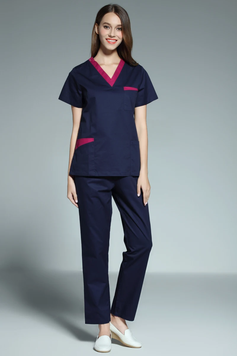 

New Arrival women hospital medical uniform scrub dental clinic beauty salon working uniform short sleeved Top Uniform