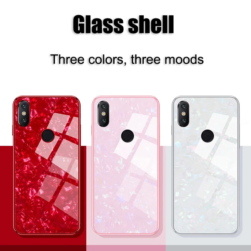 Hard Tempered Glass Shell Case Xiaomi Mi 8 Lite Mi8 Luxury Full Protect Silicone Back Cover A2 miA1 |