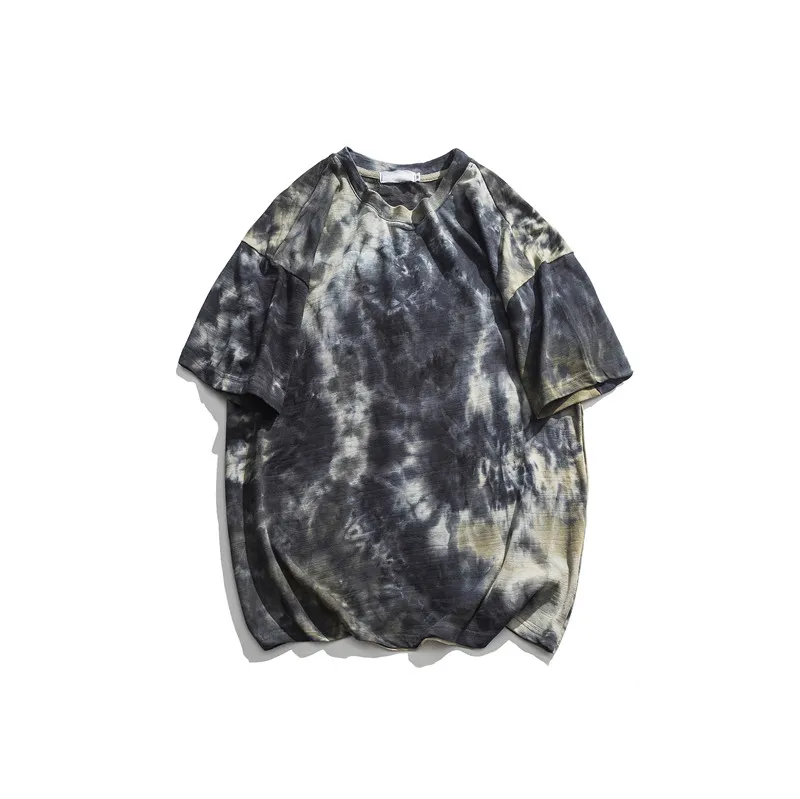 black tshirt Dark Icon Tie dying Футболка Мужская Круглый вырез лодочкой футболка Hipster с коротким рукавом Хлопок футболки 3 цвета - Цвет: black tshirt