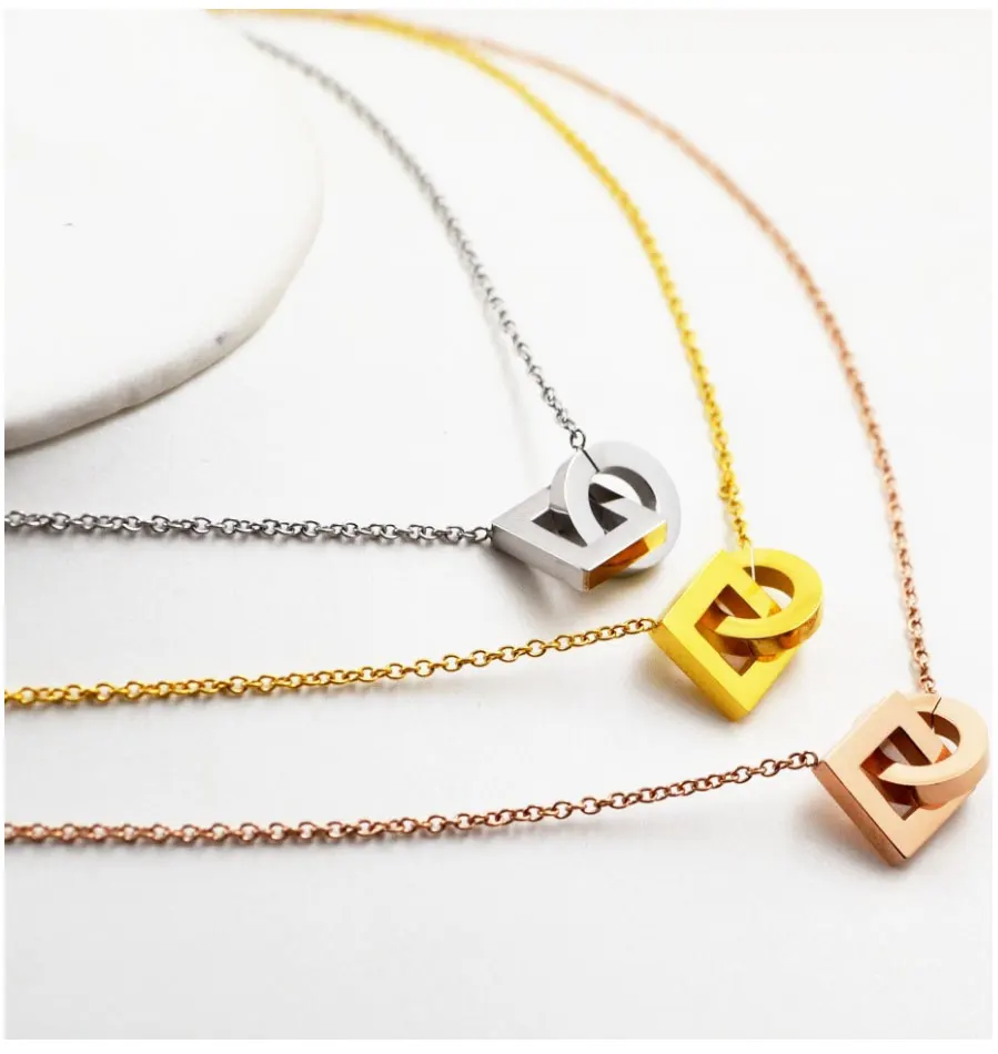 Модные двойные круглые пряжки из титановой стали золотое ожерелье женские