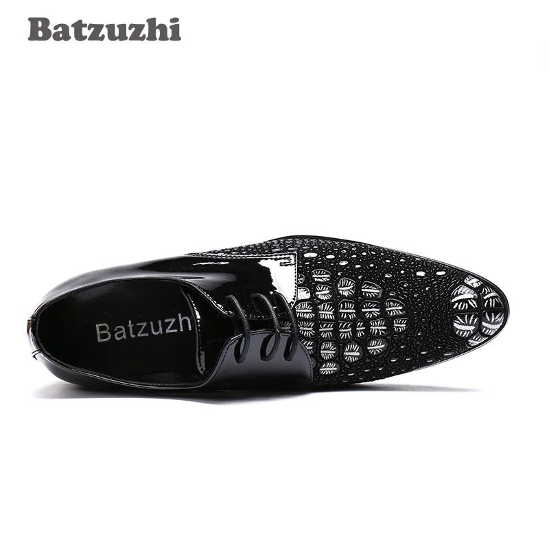Туфли Batzuzhi мужские на шнуровке итальянского типа черные кожаные строгие туфли